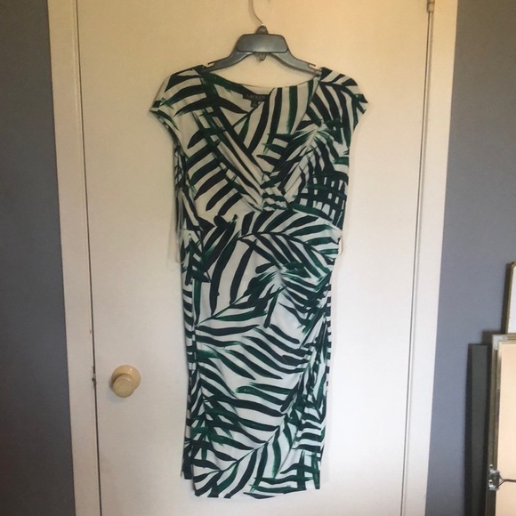 Ralph Lauren Faux Wrap Sheath Dress Palm Leaf - Picture 3 of 5